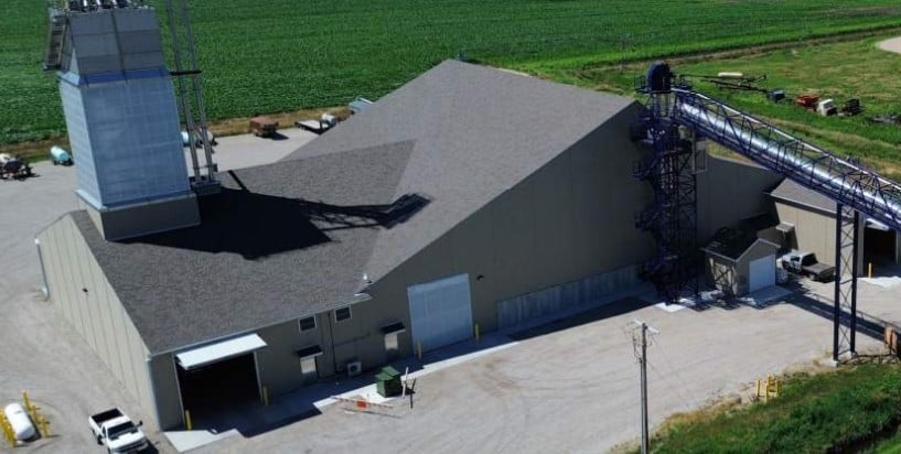 Dry Fertilizer Blending and Storage Building with a Sackett Waconia Blend tower system