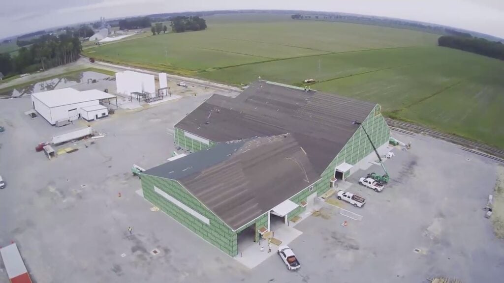 new fertilizer storge and blending building under construction with liquid fertilizer building