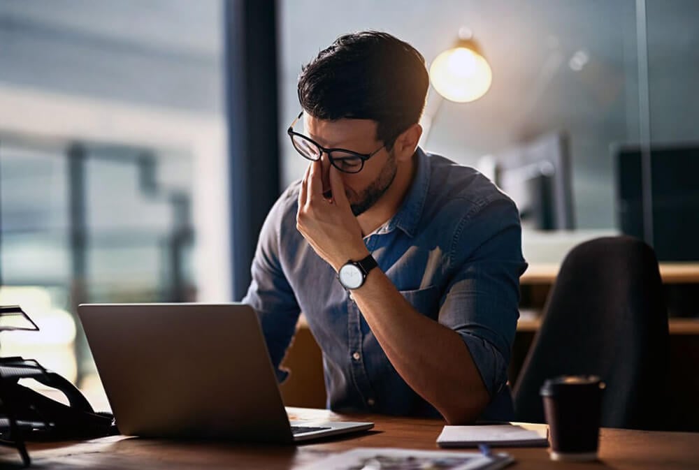 fertilizer building engineer with computer eye strain