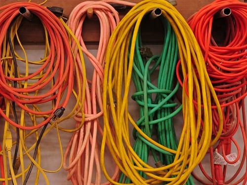 assorted extension cords used in fertilizer building construction