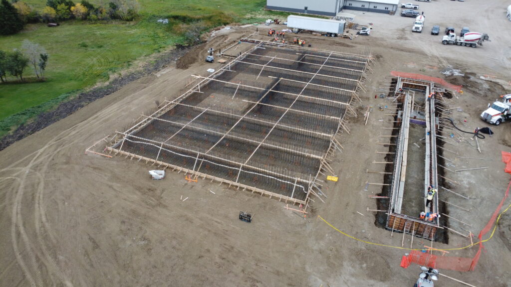 Building a dry fertilizer blendng and storage building in Deering North Dakota